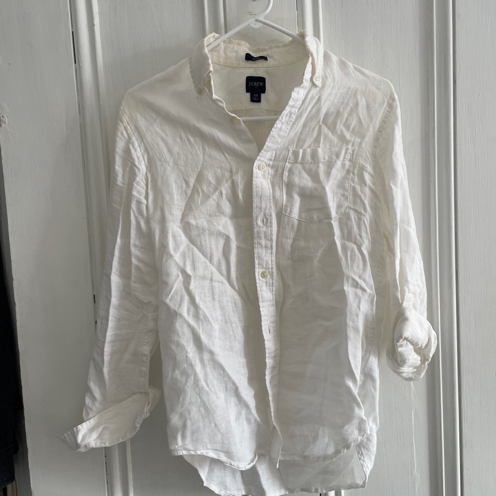J crew white linen shirt